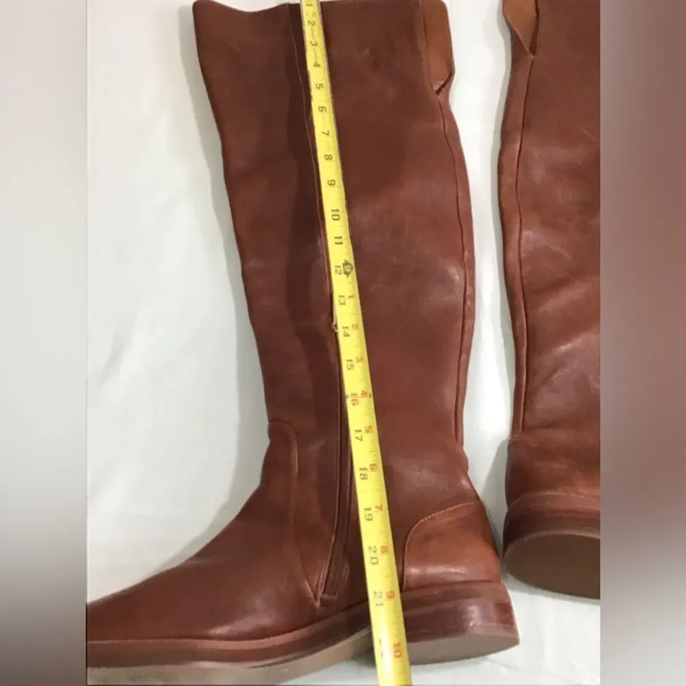 Gianni Bini Brown Leather Over The Knee-High Riding Boots Size 10